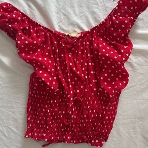 Red polka dot top